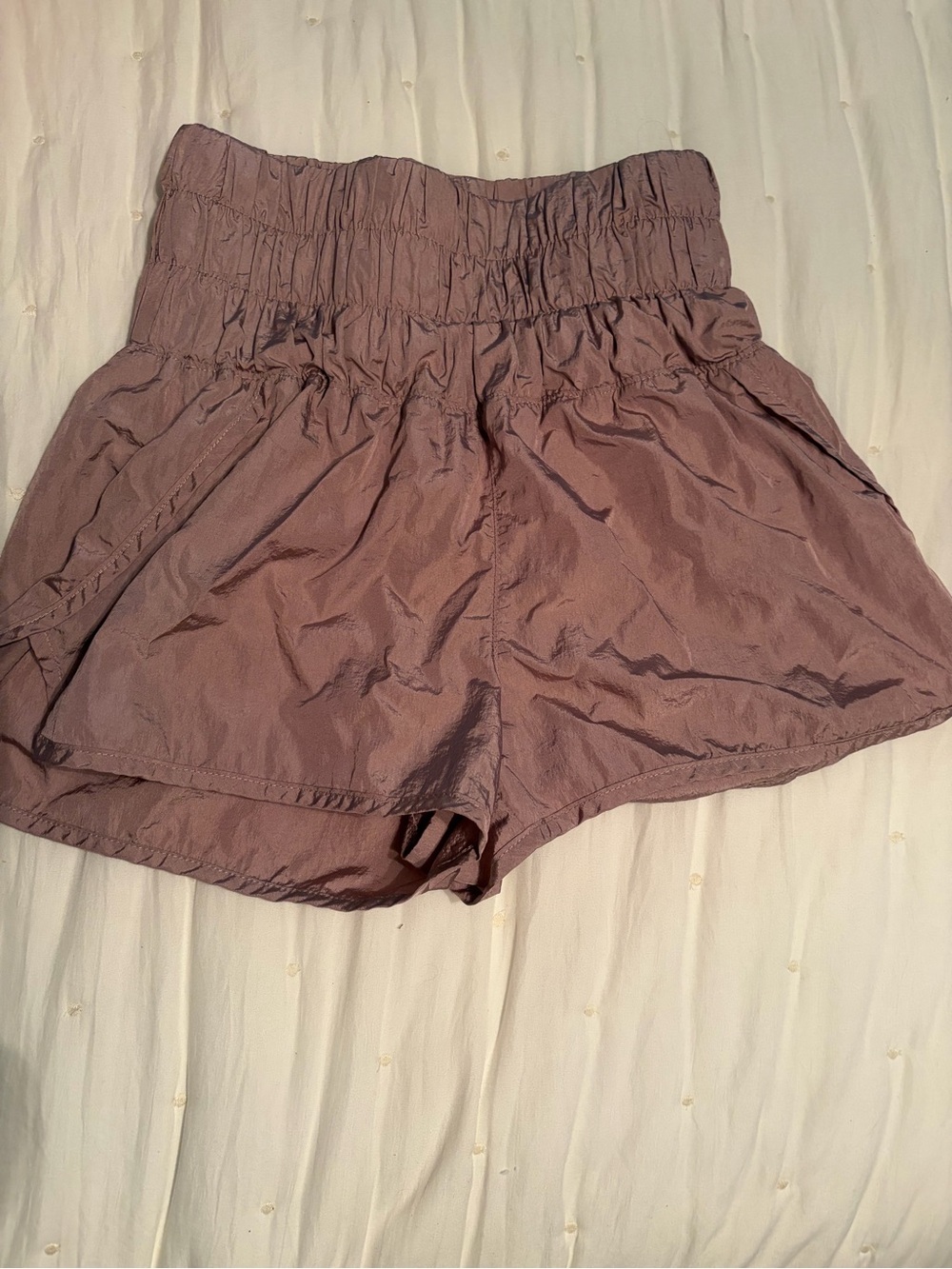 FP Movement by Free People Dusty Mauve High-Waist Ruched Athletic Shorts